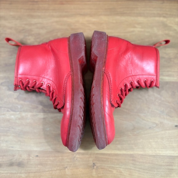 Dr. Marten's Red Kids Combat Lace Up Leather Boots with Size Zipper Youth size 3 - Picture 15 of 16